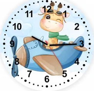 Wyposażenie pokoiku dziecięcego - naSciane Zegar dla dzieci SAMOLOT ŻYRAFA CHMURKA ECO - miniaturka - grafika 1