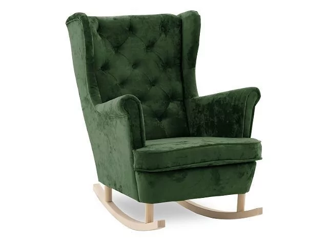 Bujany fotel uszak, glamour, Arula, 81x113x106 cm, zielony