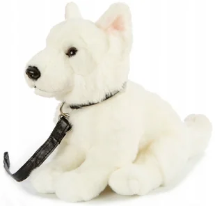 Piesek Biały Owczarek Szwajcarski ze smyczą - 26cm - Maskotki i pluszaki - miniaturka - grafika 1