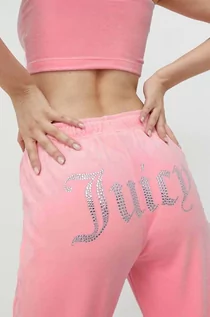 Spodnie damskie - Juicy Couture spodnie dresowe damskie kolor różowy z aplikacją - grafika 1