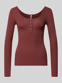 Bluzki damskie - Bluzka z długim rękawem o kroju slim fit z mieszanki bawełny model ‘KITTE’ - miniaturka - grafika 1