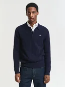 Swetry męskie - Gant Męski wełniany sweter Mężczyźni Wełna niebieski jednolity, XL - miniaturka - grafika 1