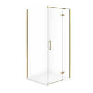 Kabiny prysznicowe - Kabina prysznicowa Cersanit Jota 80x80x195 kwadratowa złoty transparentne z brodzikiem tako slim 4cm biały mat S601-368 - miniaturka - grafika 1