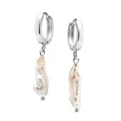 Kolczyki - Kolczyki koła z perłą srebrne RARE - miniaturka - grafika 1