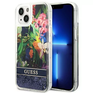 Guess GUHCP14SLFLSB iPhone 14 6,1` niebieski/blue hardcase Flower Liquid Glitter - Etui i futerały do telefonów - miniaturka - grafika 1