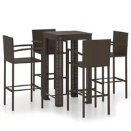 Pozostałe meble ogrodowe - vidaXL 5-cz zestaw mebli barowych z podłokietnikami rattan PE brąz 3064807 - miniaturka - grafika 1
