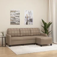 Sofy i kanapy - vidaXL 3-osobowa sofa z podnóżkiem, cappuccino, 180 cm, sztuczna skóra - miniaturka - grafika 1