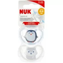 Nuk Silikonowy smoczek uspokajający 0-6 mies. Space 2 szt. - Smoczki uspokajające - miniaturka - grafika 1