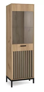 Witryna LAMINO W-1 dąb craft/czarny na czarnych nogach - Witryny - miniaturka - grafika 1
