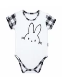 Body dla niemowląt - Niemowlęce body z krótkim rękawem w kratkę białe Nicol,r.68 - miniaturka - grafika 1