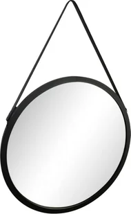 Lustro okrągłe Loft 63 cm na pasku w ramie czarne - Lustra - miniaturka - grafika 1