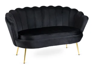 Czarna welurowa sofa w stylu glamour - Deos - Sofy i kanapy - miniaturka - grafika 1