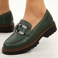 Mokasyny damskie - Zielone skórzane mokasyny damskie Sergio Leone 25166 - miniaturka - grafika 1