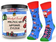 Skarpetki męskie - Prezent Dla Niego Wesołe Świąteczne Skarpety W Słoiku Etykietą Na Życzenia Rozmiar 35-38 - miniaturka - grafika 1