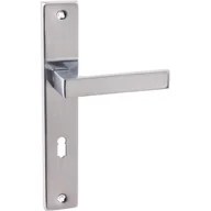 Klamki - Qubik Klamka do drzwi wewnętrznych z długim szyldem na klucz Chrom Satyna - miniaturka - grafika 1