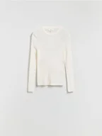 Bluzki damskie - Reserved - Bluzka z wełny merino - złamana biel - miniaturka - grafika 1