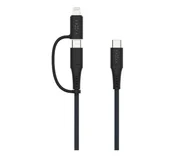 Adaptery i przejściówki - FIXED Pleciony Kabel USB-C/USB-C + Adapter Lightning 1,2m PD 60W FIXDB-CCL12-GR - miniaturka - grafika 1