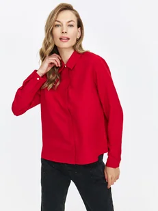 Czerwona koszula o prostym fasonie - Koszule damskie - miniaturka - grafika 1