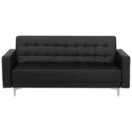 Sofy i kanapy - Beliani Sofa trzyosobowa skóra ekologiczna czarna ABERDEEN - miniaturka - grafika 1