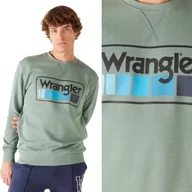 Bluzy męskie - Wrangler GRAPHIC CREW SWEAT Light Matcha ZIELONA BLUZA Z LOGO XXL - miniaturka - grafika 1