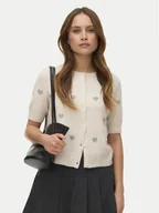 Swetry damskie - Vero Moda Kardigan Doffy 10330795 Beżowy Regular Fit - miniaturka - grafika 1