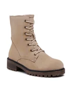 Botki damskie - Clara Barson Trapery WS5600-09 Beżowy - miniaturka - grafika 1