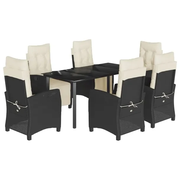 Zestaw mebli ogrodowych czarny, rattan PE, stół 160x80x74 cm, krzesła 57