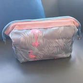 Inne - TEMU Torba podróżna dla kobiet z wzorem flamingów i palmowych liści o dużej pojemności i wysokiej jakości - Wielofunkcyjne schowki na kosmetyki i - miniaturka - grafika 1