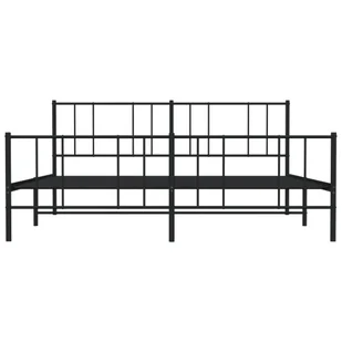 Metalowa rama łóżka z wezgłowiem i zanóżkiem, czarna, 183x213cm Lumarko! - Łóżka - miniaturka - grafika 7
