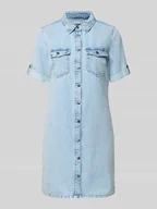 Sukienki - Taliowana sukienka jeansowa z czystej bawełny - miniaturka - grafika 1
