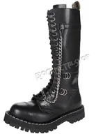 Botki męskie - glany STEEL - BLACK (20 dziurek) z suwakiem + zaczepy + łańcuchy-37 - miniaturka - grafika 1