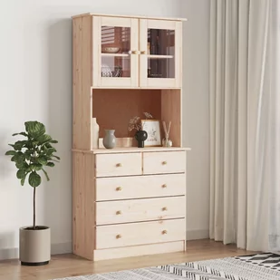 Kredens ALTA, 77x35x165 cm, lite drewno sosnowe Lumarko! - Kredensy - miniaturka - grafika 1