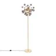 Lampy stojące - QAZQA Designerska lampa podłogowa mosiężna z przydymionym szkłem 8-lamp - Explode - miniaturka - grafika 1