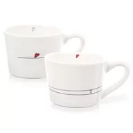 Kubki - Kubki / filiżanki z uchem ceramiczne białe serduszka zestaw 2 szt. 200 ml kod: O-128863 + Sprawdź na SuperWnetrze.pl - miniaturka - grafika 1