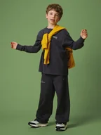 Koszulki dla chłopców - 4F Longsleeve loose z nadrukiem chłopięcy - szary 158/164 (12-14 lat) - miniaturka - grafika 1