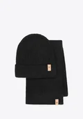 Czapki damskie - Zestaw zimowy unisex: czapka i szalik czarny - miniaturka - grafika 1