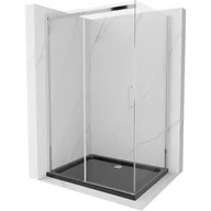 Kabiny prysznicowe - Mexen Omega kabina prysznicowa rozsuwana 100x80 cm, transparent, chrom + brodzik Flat, czarny - miniaturka - grafika 1
