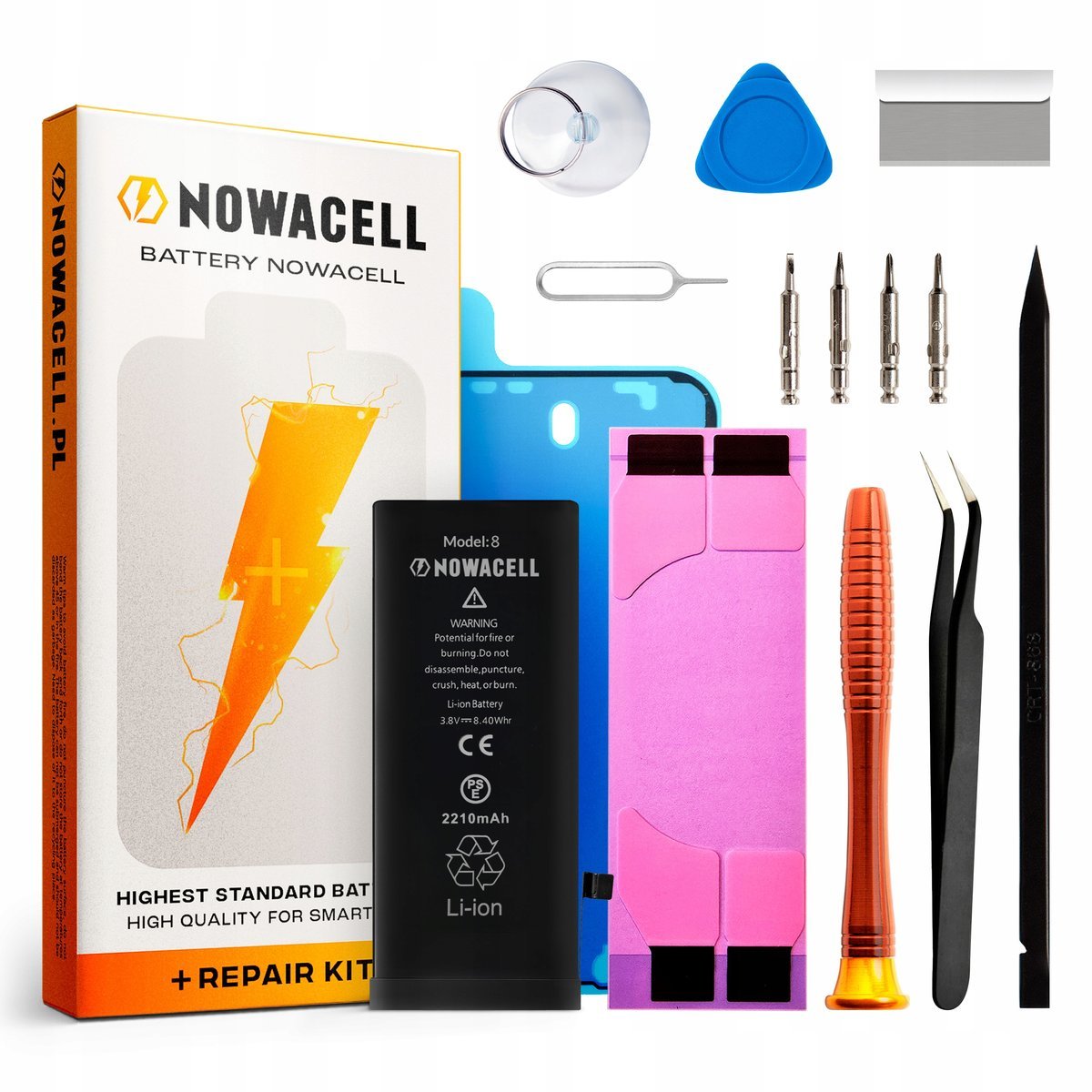 Bateria do iPhone 8 Większa Pojemność 2210 mAh Zestaw NOWACELL