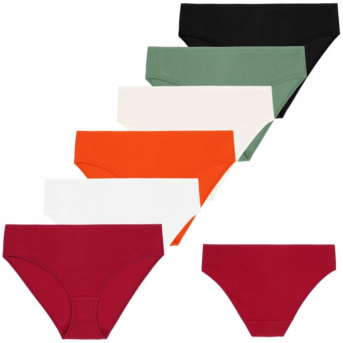 6X MAJTKI DAMSKIE BAWEŁNIANE FIGI BIKINI KOLOROWE UROCZE MORAJ XL