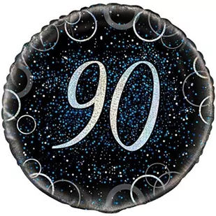 Unique Balon foliowy "Urodziny 90 - Glitz", UNIQUE, niebieski, 18" CIR U55814 - Balony i akcesoria - miniaturka - grafika 1