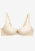 Biustonosze - Jasnobeżowy Biustonosz Push-Up z Koronkowego Materiału Chrisianna - miniaturka - grafika 1