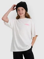Koszulki dla dziewczynek - 4F T-shirt oversize z nadrukiem dziewczęcy - biały 122 (6-7 lat) - miniaturka - grafika 1