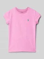 Koszulki dla dziewczynek - T-shirt z wyhaftowanym logo - miniaturka - grafika 1