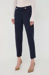 Spodnie damskie - Morgan spodnie damskie kolor granatowy fason cygaretki medium waist - grafika 1