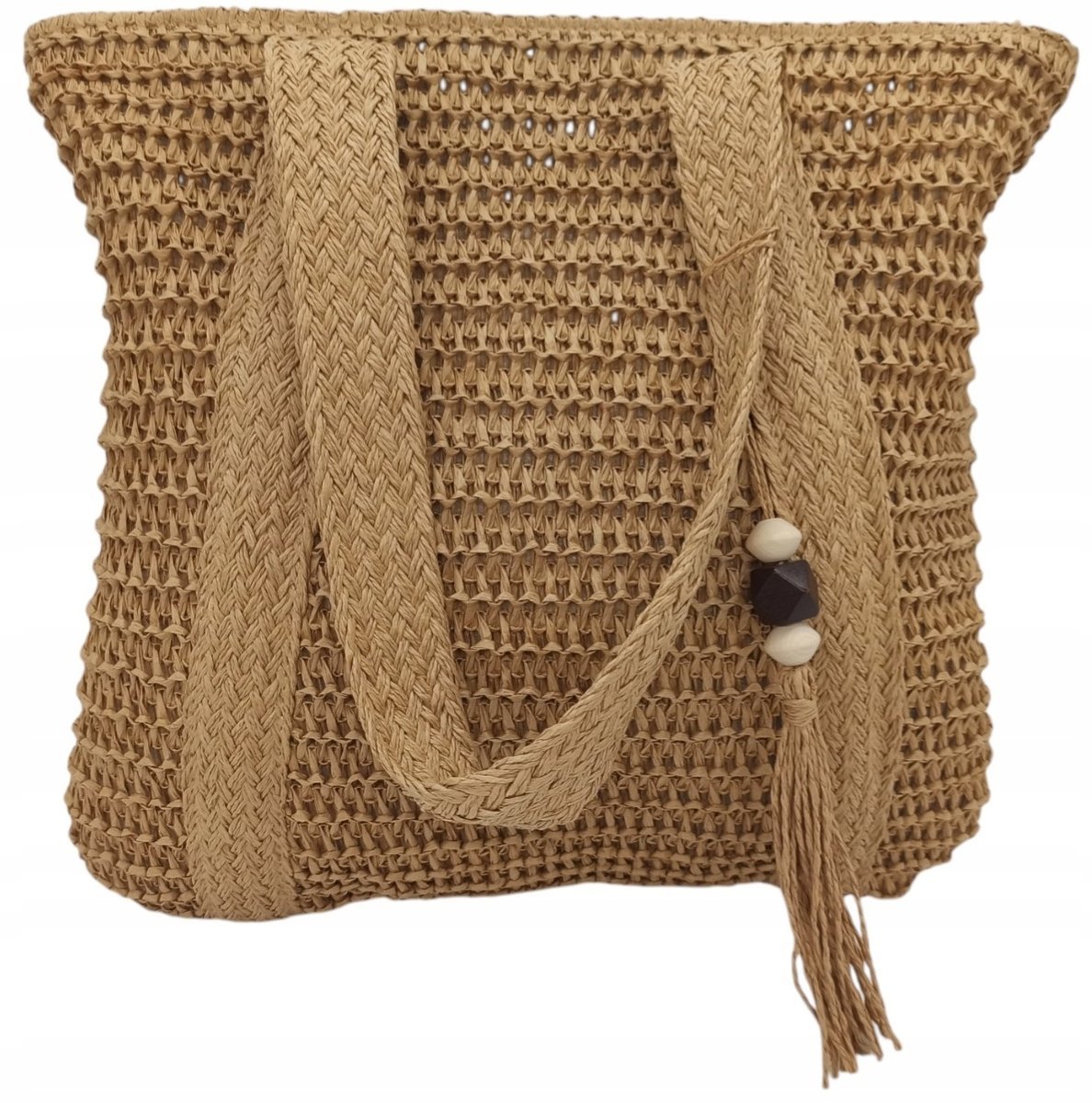 TORBA PLAŻOWA BOHO ZAPLATANA MIEJSKA SHOPPERKA NA PLAŻĘ NA ZAKUPY DUŻA