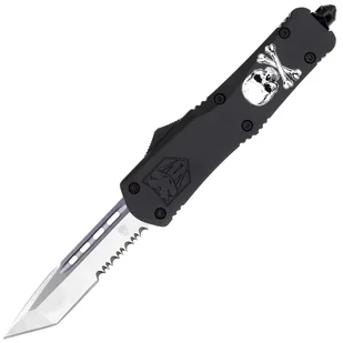 Nóż sprężynowy CobraTec OTF Large FS-3 Jolly Roger Black Tanto Serrated - Noże - miniaturka - grafika 1