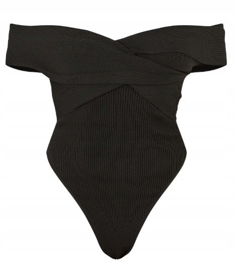 Prettylittlething Czarne Body Damskie Prążki S Egm