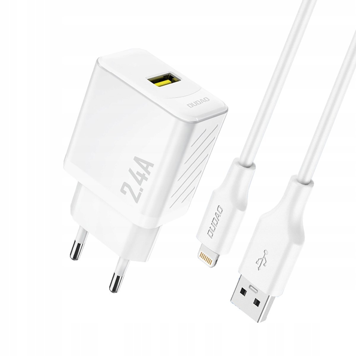 Ładowarka sieciowa USB-A z kablem USB-A - iPhone Lightning 2.4A GaN EU - bi