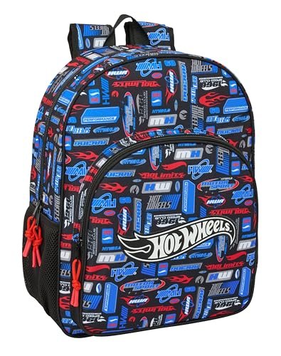 Safta HOT WHEELS - Plecak szkolny dla dzieci, plecak dziecięcy, plecak dziecięcy, odpowiedni do wózka, idealny dla dzieci w wieku szkolnym, wygodny i wszechstronny, jakość i wytrzymałość, 33 x 14 x 42