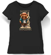 Koszulki i topy damskie - Koszulka damska na 80 urodziny 1945 z misiem dobry rocznik czarna XL - miniaturka - grafika 1